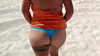 mexicana whore flashes natural tits and ass groped publicly on beach