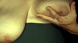 intense sucking on hard puffy nipples close-up