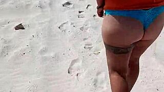 mexicana whore flashes natural tits and ass groped publicly on beach
