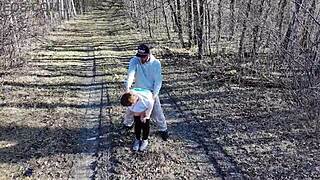 Drone Watches Us FUCK MILF Wife with Monster Cock Outside!