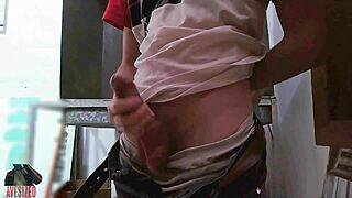 skinny shop girl sneaks strokes on monster cock behind counter craving more