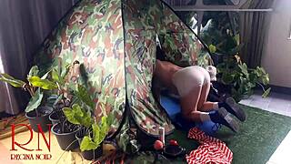 Stranger Savagely Pounds Nudist Lady's Juicy Pussy in Wild Camp Nature