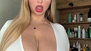 adult milf caresses her huge saggy natural tits waiting to get fucked