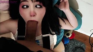 Sexy Dumb Pokeslut in Pigtails Deepthroats Monster Cock Doggystyle Chokes Gags Submissive Cosplay Fuck