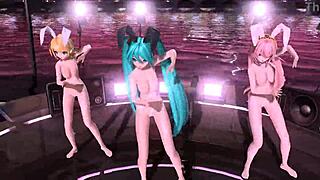 HATSUNE MIKU RIN LUKA NUDE BUNNY COSTUME EXPOSED!