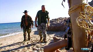 Who's ready to pound this skinny brunette's super tight shaved asshole on the beach missionary style?