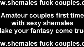 Ready to suck this big hard tranny cock in interracial action?