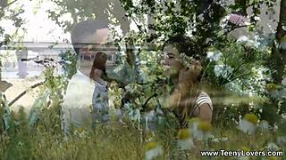 How deep can agile teen Ariana Shaine take balls in outdoor pounding?