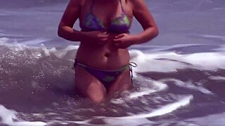 Beautiful 59-Year-Old Mature Latina Models Bikini Beach Show