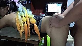 Secretaria Begs Jefe To Fuck Her Deep For That Job With Cum Swallow!