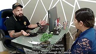 wow, this colombian milf mommy gives her boss a sloppy oral to keep her job then swallows his load