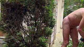Nakedman15, flash that cock while gardening outdoors