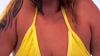 ALMOST KICKED OUT GYM FOR TRAINING IN WET TRANSPARENT THONG BIKINI PUSSY