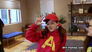 trick or treat? nah, these girlfriends got caught so now it's foursome payback time