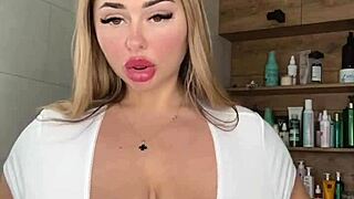 adult milf caresses her huge saggy natural tits waiting to get fucked