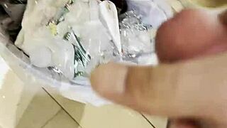 guy rams fuck doll hard watching porn then blasts cum load