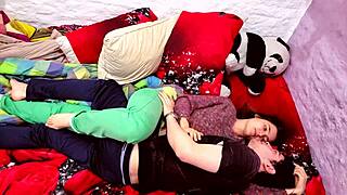 cute petite teen couple rips clothes for passionate monster cock sex closeup