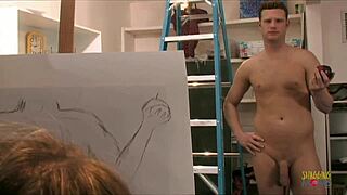 Model fucks blonde artist on desk now