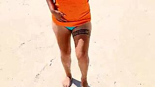 mexicana whore flashes natural tits and ass groped publicly on beach