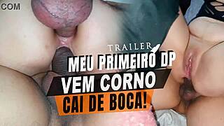 trailer for my first dp getting my ass arrombada bareback double penetrated in front of cuckold husband 😈🍑