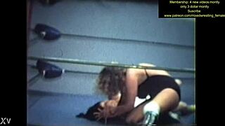 mixed wrestling match gets intense with fierce grappling and pins