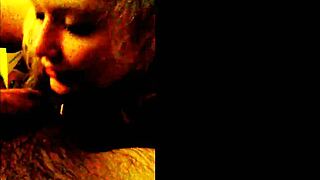 big tits blonde slut jerks and blows with pigtails lipstick dripping