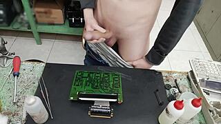 Blast! I shoot my huge cumshot all over that client's machine no fixing needed!