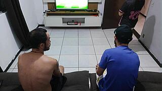 lost the bet so my husband watches his friend fuck me hard right in front of him humiliating dirty orgy cum facial