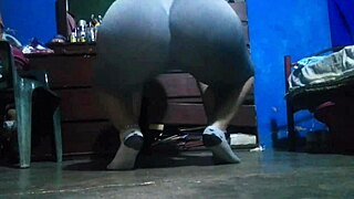 Curvy brunette bombshell shakes her massive jiggling ass during sweaty workout session