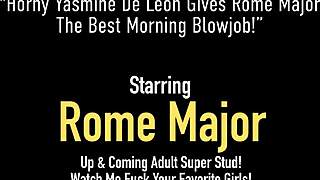 yasmine de leon sucks rome major awake with morning blowjob