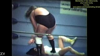 mixed wrestling match gets intense with fierce grappling and pins