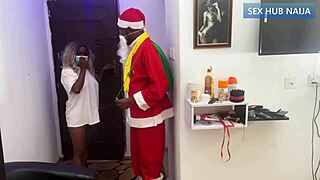 christmas ebony santa gets her petite pussy fucked hard by naughty elf 😈🎅🏾🔥