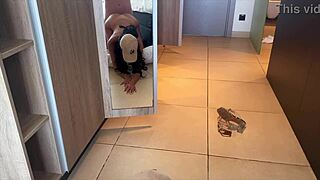 latina hotwife in leggings beats young 18+ guy's throbbing cock outdoors until he explodes on her big tanned ass