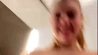 Wanna see this teen's big tits bounce while getting fucked hard in the locker room close-up?
