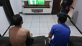 lost the bet so my husband watches his friend fuck me hard right in front of him humiliating dirty orgy cum facial