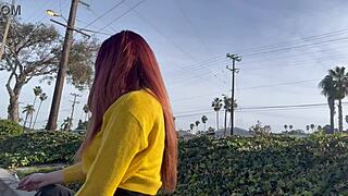 i'm loving this public outdoor smoke sesh with sexy italian milf artemisia's long hair fetish