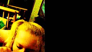 big tits blonde slut jerks and blows with pigtails lipstick dripping