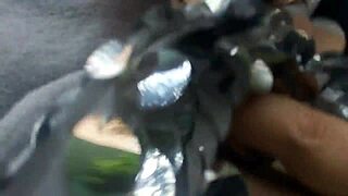 i flash my huge tits in public garden then piss my tight pants soaking them wet european outdoor fetish