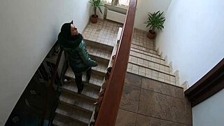 Mommy milf cums hard sucking huge cock in down jacket fetish closeup?