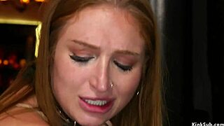 Bound Busty Slave Endures Rough Threesome Deepthroat and Creampie Torment