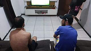 lost the bet so my husband watches his friend fuck me hard right in front of him humiliating dirty orgy cum facial