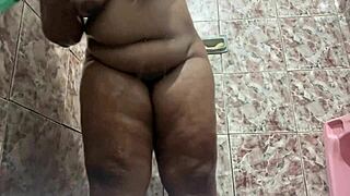 spy on my girlfriend's big ass in sheer red bathroom
