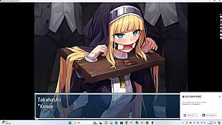 Exorcist Charlotte gagging on deep throat cum in tied hentai game!