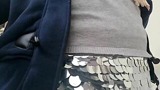 i flash my huge tits in public garden then piss my tight pants soaking them wet european outdoor fetish