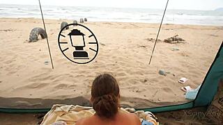 heart pounding beach stranger fuck in see-through tent