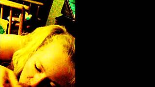 big tits blonde slut jerks and blows with pigtails lipstick dripping