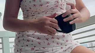 wet pussy play on balcony with neighbor watching squirt vibes
