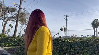 i'm loving this public outdoor smoke sesh with sexy italian milf artemisia's long hair fetish