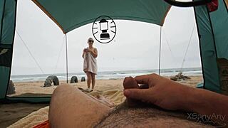 heart pounding beach stranger fuck in see-through tent