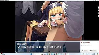Exorcist Charlotte gagging on deep throat cum in tied hentai game!